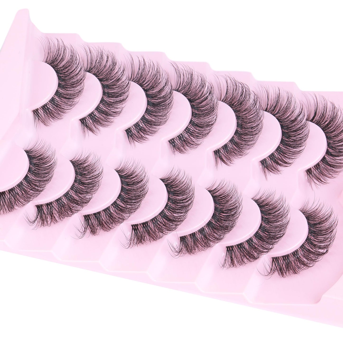 Clear Band Eyelashes 15mm Cat Eye Lashes Natural Look Wispy False Eyelashes 3D Short Fluffy Strip Eye Lashes Pack by Geeneiya, 7 Pairs