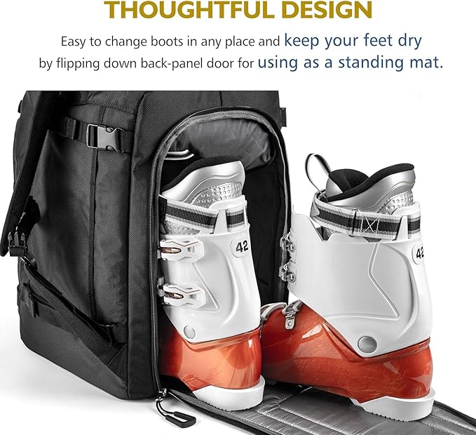 Unigear Ski Boot Bag, 70L Ski Boot Travel Backpack for Ski Helmet, Goggles, Gloves, Skis, Snowboard & Accessories(Black)