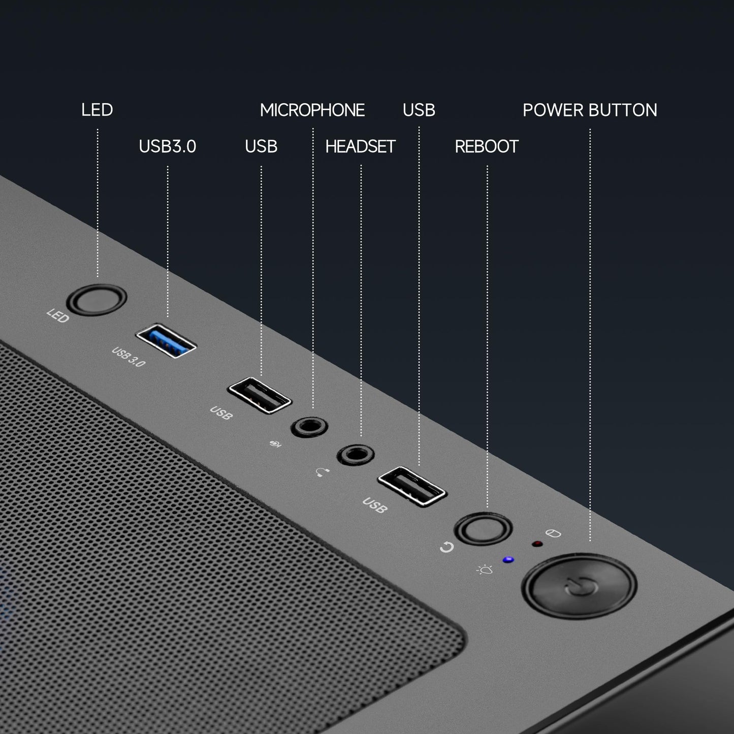 NINGMEI Supreme Master Gaming PC Desktop,AMD Ryzen 7 5700X 8 core 3.8GHz(up to 4.6GHz),GeForce RTX 5060 TI 8GB,32GB DDR4 RAM 3200MHz,1TB NVME SSD,650W PSU, Windows 11 Home 64-bit,Black