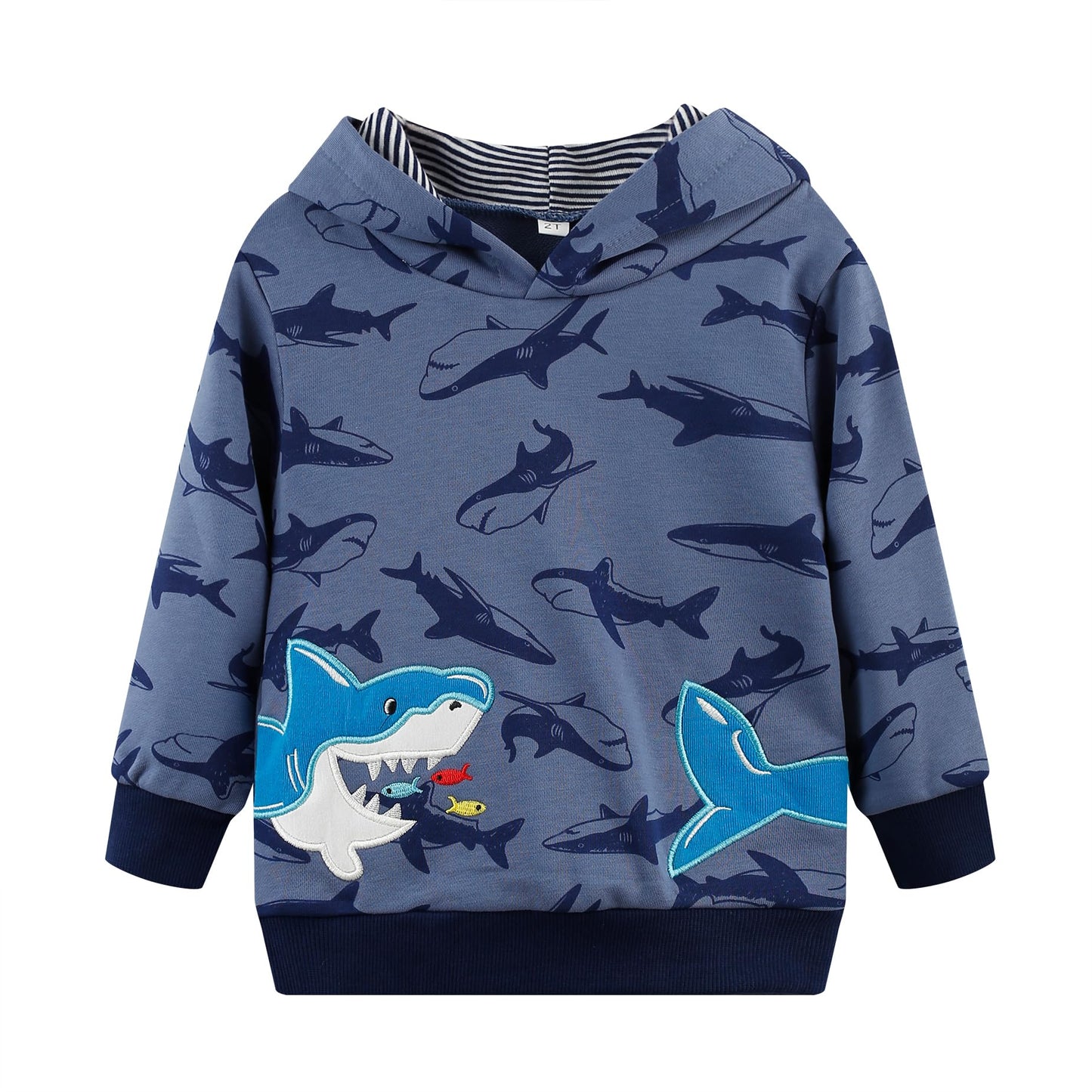 Akyzic Baby Boys Shark Hoodie Sweatshirt Toddler Long Sleeve Cotton Pullover Shirts Kids Winter Warm Sweater Tops shark-8222-6T