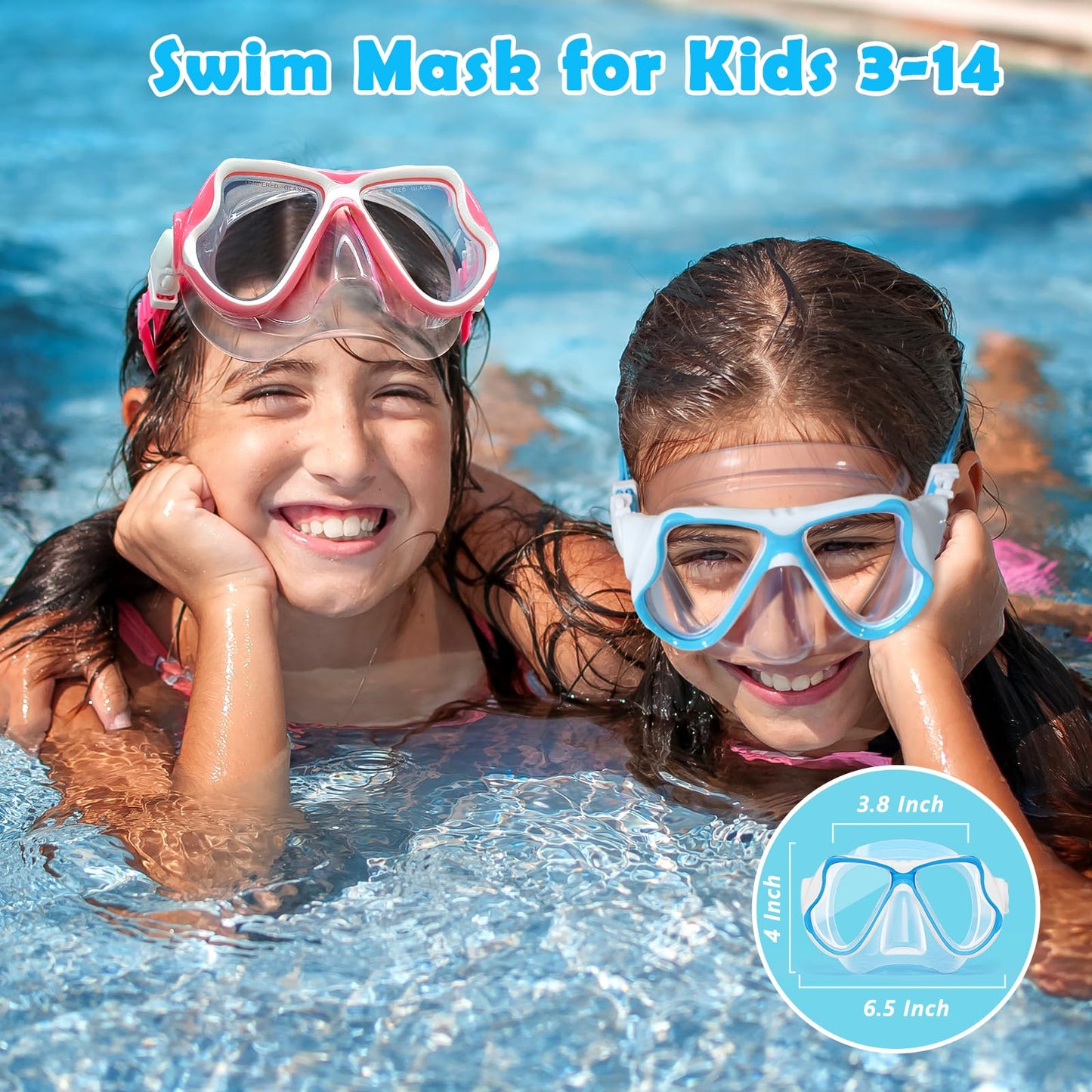 Freela 2 Pack Swim Goggles Kids Swimming Goggles for Kids 6-14 3-6 4-7 8-12 with Nose Cover Anti Fog 180° Clear View Water Pool Goggles Mask Childrens Girls Boys Toddler 4 5 6 7 Years