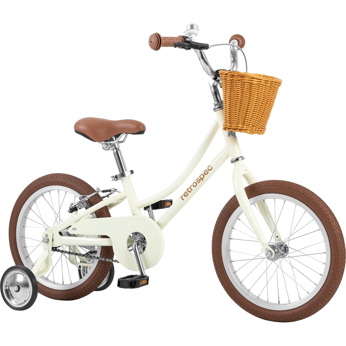 Retrospec Beaumont Mini 16in Kids Bike with Training Wheels & Basket - Beginner Bicycle for 4-6 Year Olds, Low-Profile Frame, V-Brakes & Safety Bell