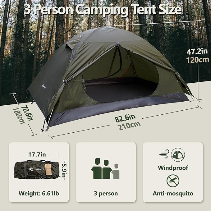 Backpacking Tent for Camping 2/3/4 Person Hiking Ultralight Tent for Waterproof Windproof Outdoor Two Doors Tents Easy Quick Setup Lightweight Tent Instant Tent