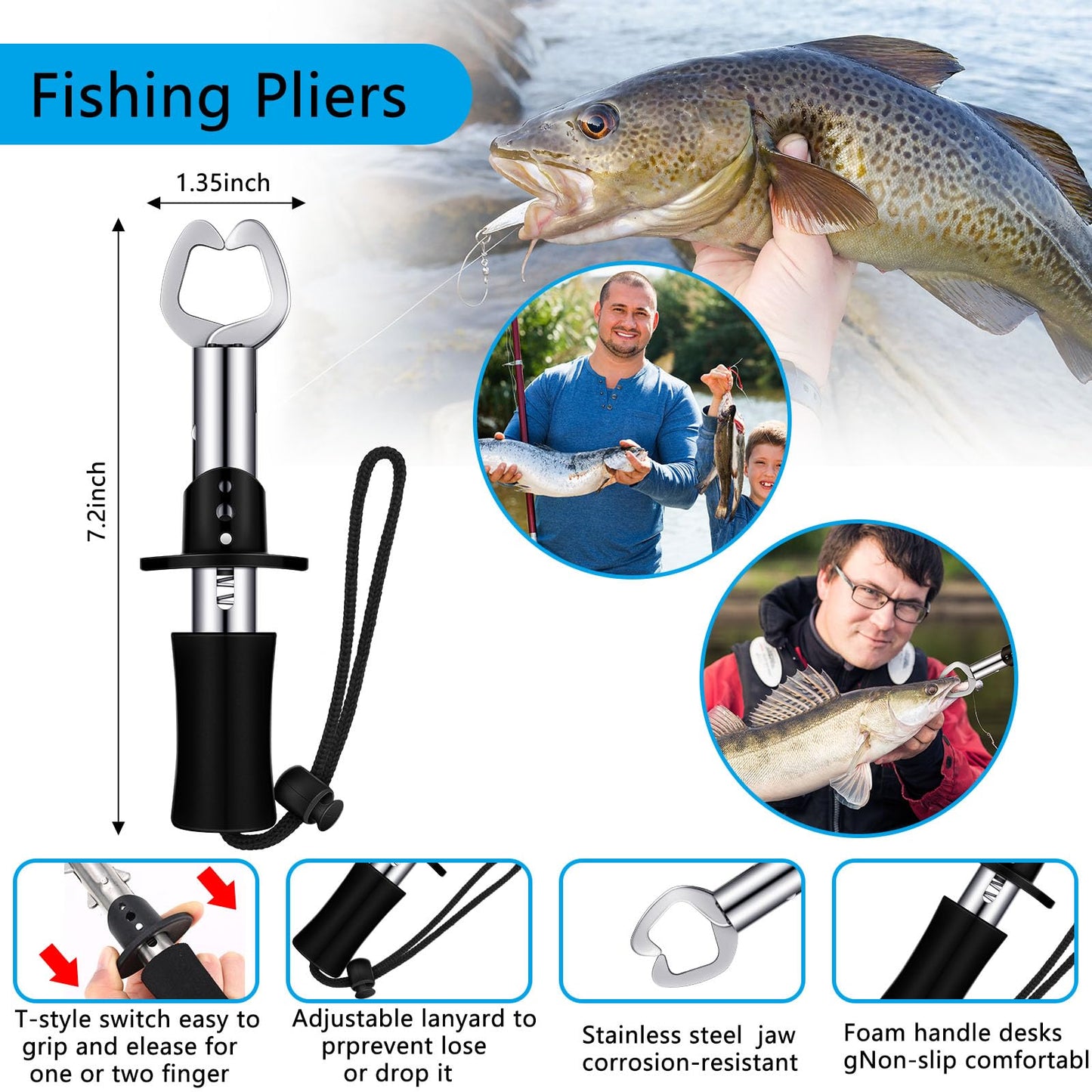 Sosation 134 Pcs Fishing Tool Kit Fishing Pliers Kit Fishing Gear and Equipment Include Fish Hook Remover, Fishing Lures, Lip Gripper, Fish Weigh Scale(Digital Pattern)