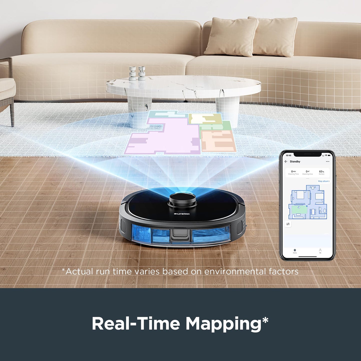 EUREKA Robotic Vacuum Cleaner, NER650 2000Pa Robot Vacuum with LDS Navigation, Smart Mapping and Wi-Fi Connected for Carpet Floor with Alexa Google Assistant Black