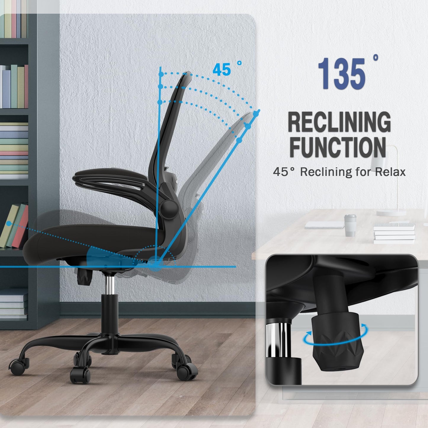 Mimoglad Office Chair, Ergonomic Desk Chair with Adjustable Lumbar Support, High Back Mesh Computer Chair with Flip-up Armrests-BIFMA Passed Task Chairs, Executive Chair for Home Office