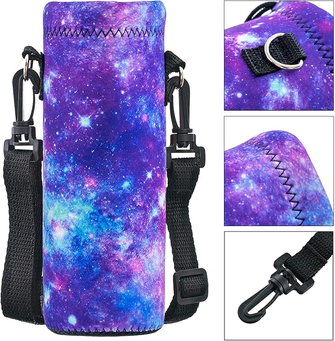 Water Bottle Sling Case Bag Carrier Holder - 500ML 750ML 1000ML Neoprene Water Bottle Sleeve Cooler Cover Pouch with Adjustable Shoulder Strap for Men Women Travel Camping Walking Hiking Running