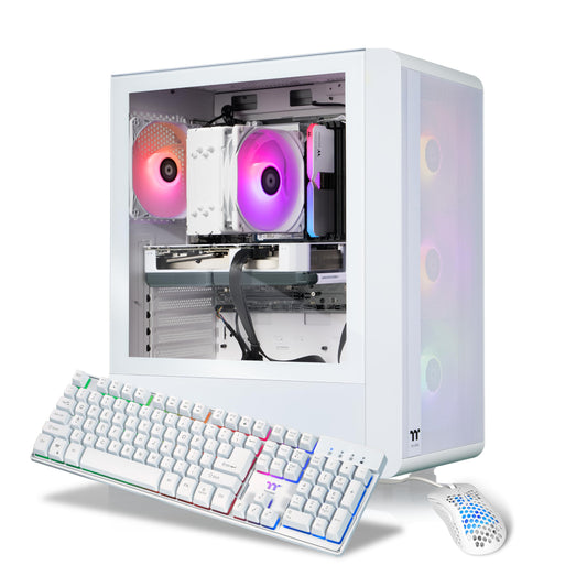 Thermaltake LCGS Quartz R66 Gaming Desktop (AMD Ryzen™ 5 5600, ToughRam DDR4 3600Mhz 16GB RGB Memory, AMD Radeon™ RX 6600, 1TB NVMe M.2, WiFi, Windows 11) S2QT-B550-R66-LCS