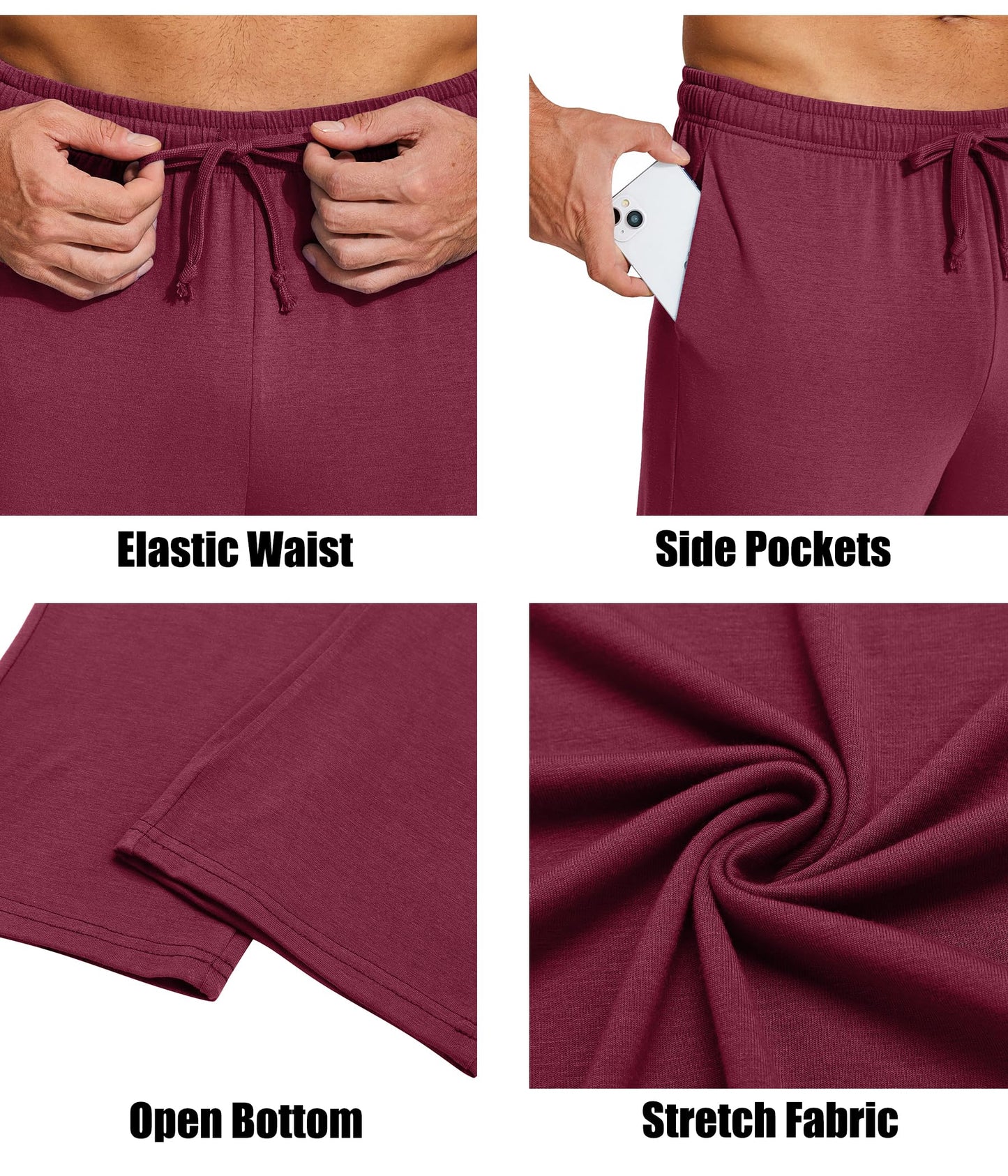 COOFANDY Men's Yoga Sweatpants Lightweight Open Bottom Lounge Pants Casual Drawstring Jogger Pants with Pockets