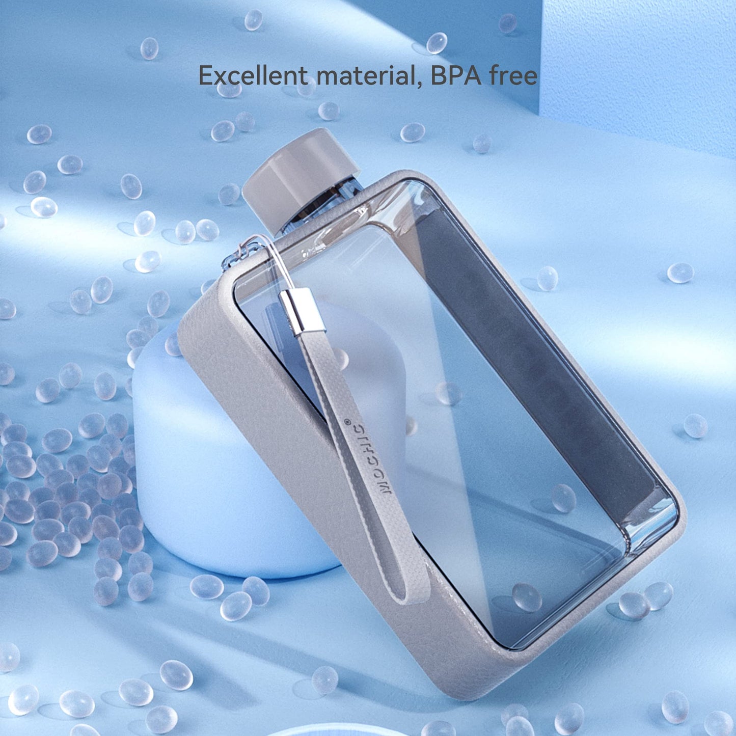 MOCHIC CUP Flat Water Bottle Travel Flask Portable Travel Mug BPA Free A5 Water Bottle for Sports Camping Gym Fitness Outdoor 13oz Fit in Any Bag (White)…