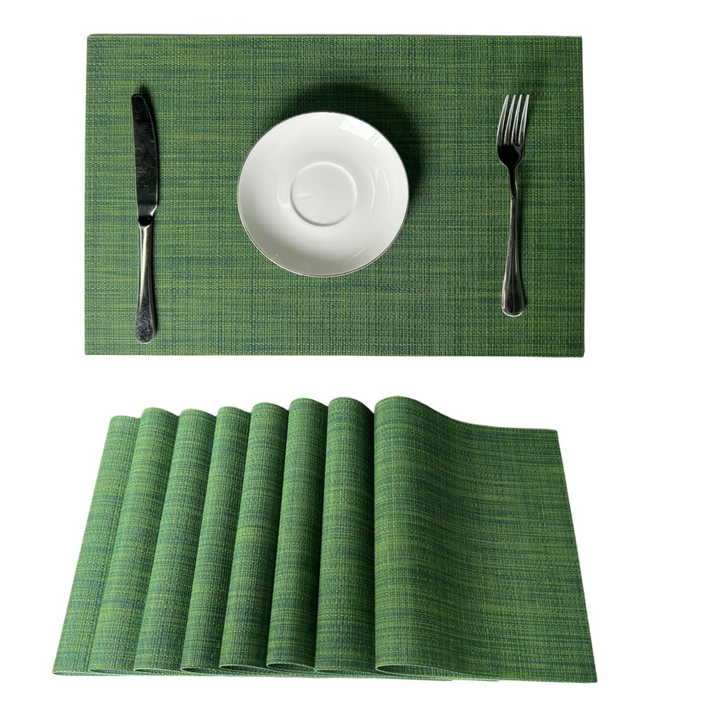 WAZAIGUR Placemats Set of 4 for Dining Table Heat-Resistant Washable Place Mats Woven Vinyl Kitchen Table Mats Easy to Clean,Navy Blue