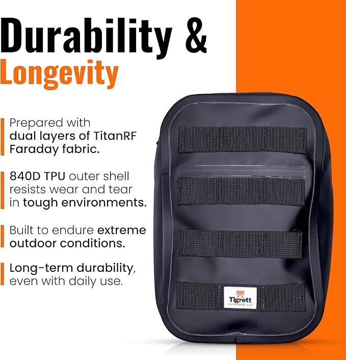 Dry Shield MOLLE Faraday Bag (9.5" x 6" x 2.5"), Signal Blocking, Waterproof & Submersible Tactical Bag with RF Shielding for Electronic Security