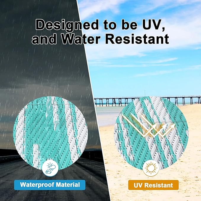 HEBE Outdoor Rug 8'x10' for Patios Clearance Waterproof Patio Mat Plastic Straw Rug Reversible RV Camping Tent Rug Outside Indoor Outdoor Area Rugs for RV,Deck,Beach,Balcony,Camper