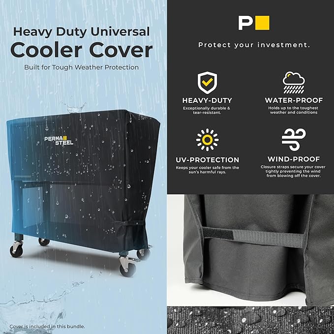 Permasteel Party Cooler with Removable Basin, Spacious 80-Qt Capacity, Rolling Ice Chest for Indoor and Outdoor Entertainment Teal + Bonus Cover