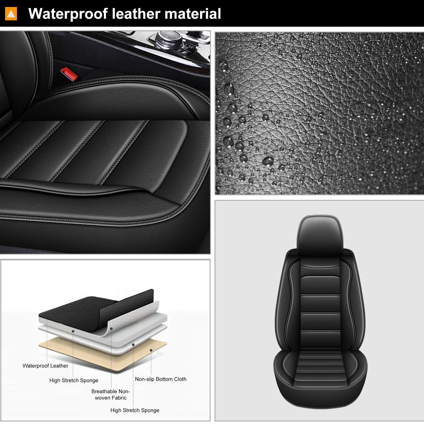 AOMSAZTO Fit for Dodge Challenger Seat Covers 2008-2025 Waterproof Breathable Leather Car Seat Covers Full Set Custom : Seat Cover for Challenger TA R/T GT SXT SRT(Black, 5PCS Full Set)