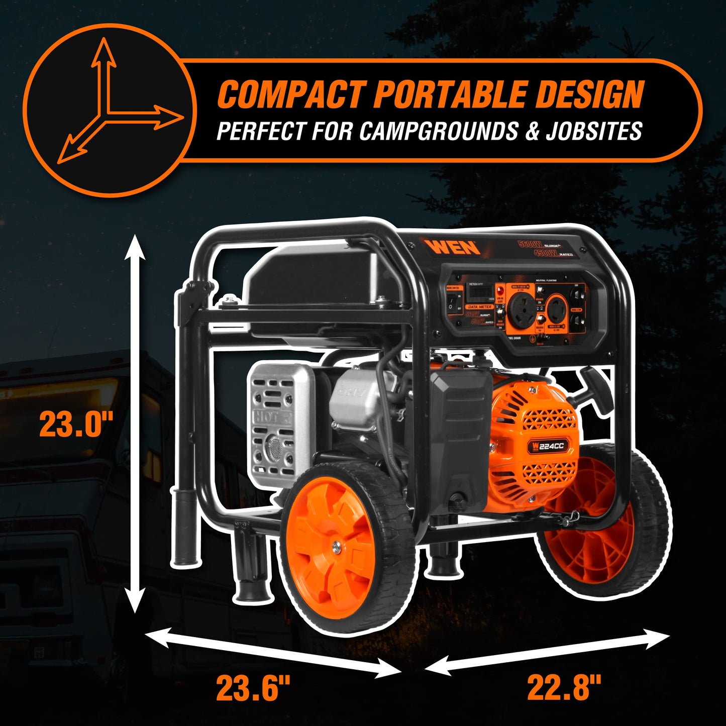 WEN 5600-Watt Portable Generator, 224cc, Transfer-Switch and RV-Ready (GN5600)