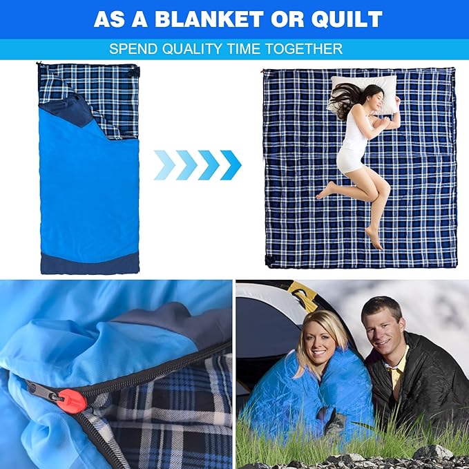 Backpacking Flannel Sleeping Bag Lightweight for Adults Hiking Ultralight Compact Sleeping Bag Portable Warm Weather Summer with Compression Sack