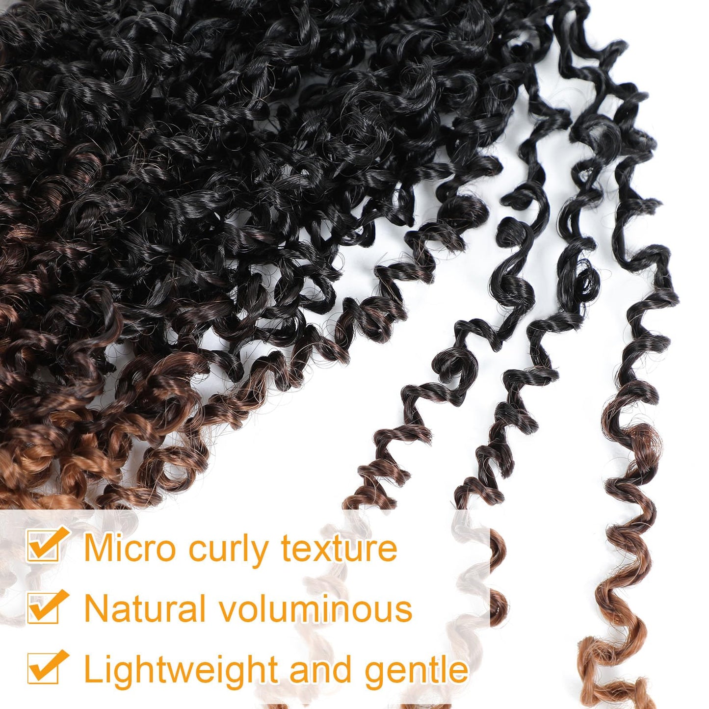 Aksice 14 Inch 3 Packs Yanky Twist Crochet Hair for Women Pre-looped Mini Twist Hair Bohemian Passion Twist Crochet Hair Boho Crochet Braids Synthetic (1B/4/30)