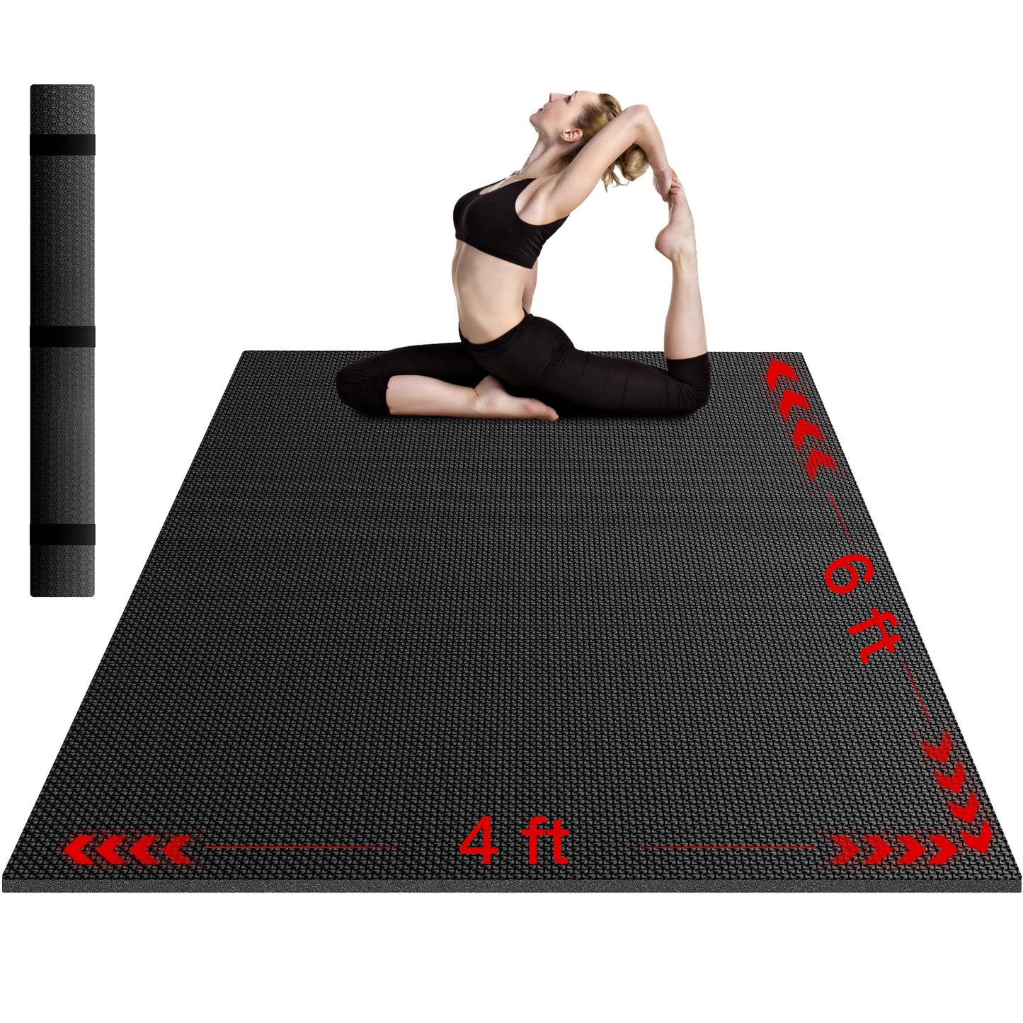 VTORY 8mm Large Workout Mat 6×4 ft – Extra Large Wide Yoga Mat & Pilates Mat Thick, Non-Slip Exercise Mat for Home Gym, Home Workout, HIIT, Strength, Stretching