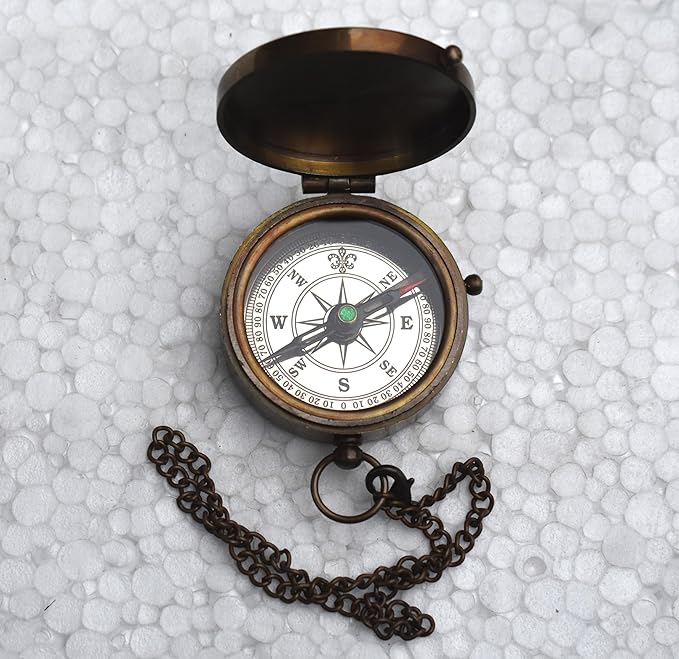 -Thoreau's Go Confidently Graduation Gift for him, Camping Compass with Leather Pouch Boating Hiking Religious Gifts, Missionary Gifts Keepsake. Confirmation Gift Direction Compass