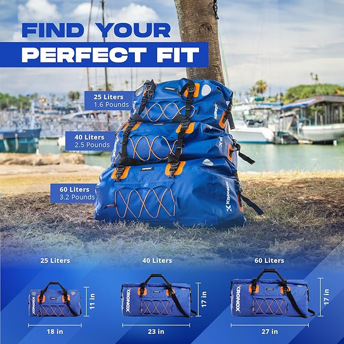 KRONOX Waterproof Duffel Bag Large - Heavy-Duty Drybag Waterproof Bags for Boating. Ideal as a Boat Bag, Camping Duffle Bag and Waterproof Luggage