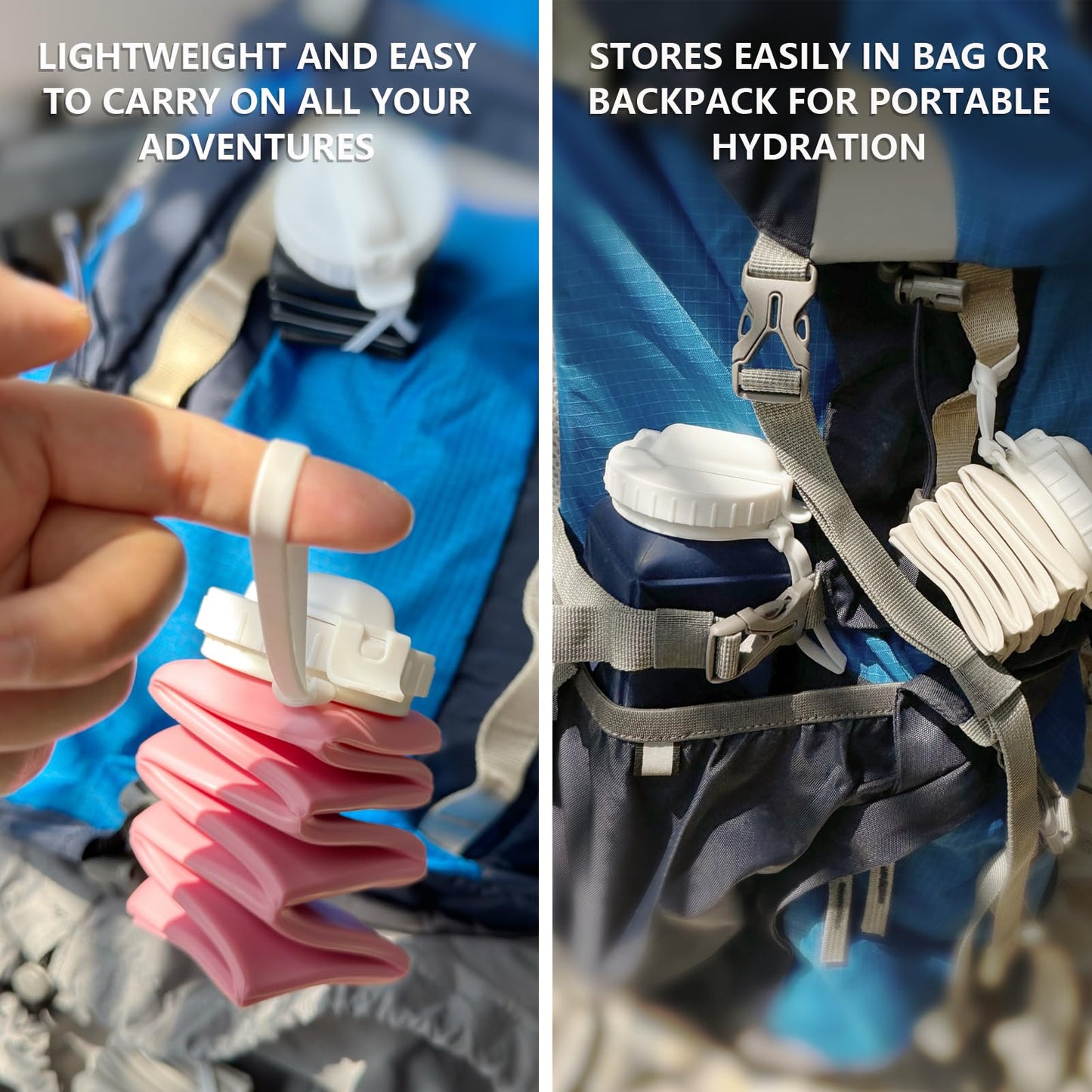 BEAUTAIL Collapsible Water Bottles with Straw, Silicone Foldable Portable Water Bottle 610ml Lightweight Reusable Leakproof for Travel Camping Hiking Cycling Yoga Sports, 1 Pack (Starlight)