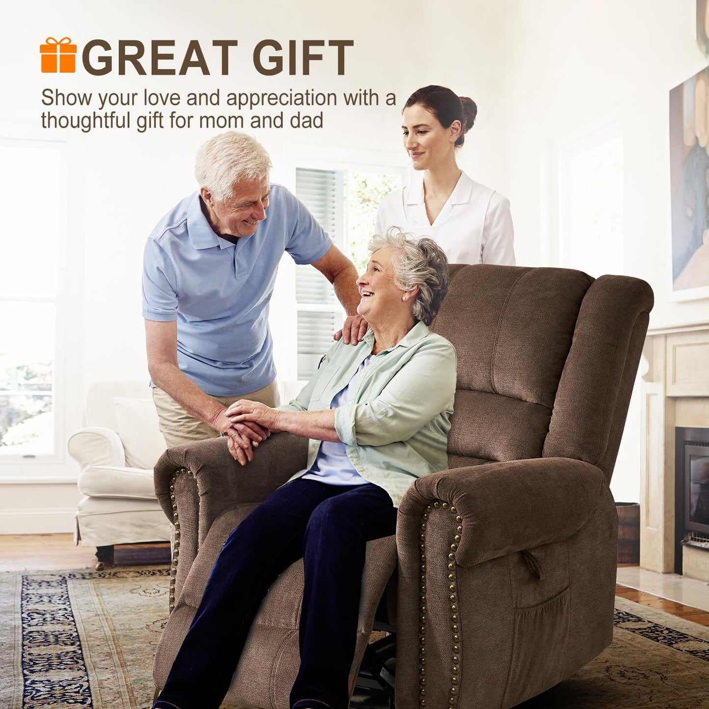 CDCASA Dual Motor Lay Flat Lift Chairs Recliners for Elderly with Massage and Heat, Upgraded Chenille Infinite Position Large Sleeping Electric Power Lift Chair Recliner for Seniors, Set of 2,Brown