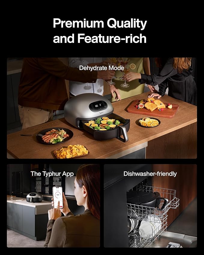 Dome Air Fryer, No.1 Cooking Speed Large Air Fryer with Superior Airflow, Self-cleaning Smart Digital Air Fryer with Dishwasher Safe Basket for Quick Easy Meals, Up to 32 Chicken Wings Capacity