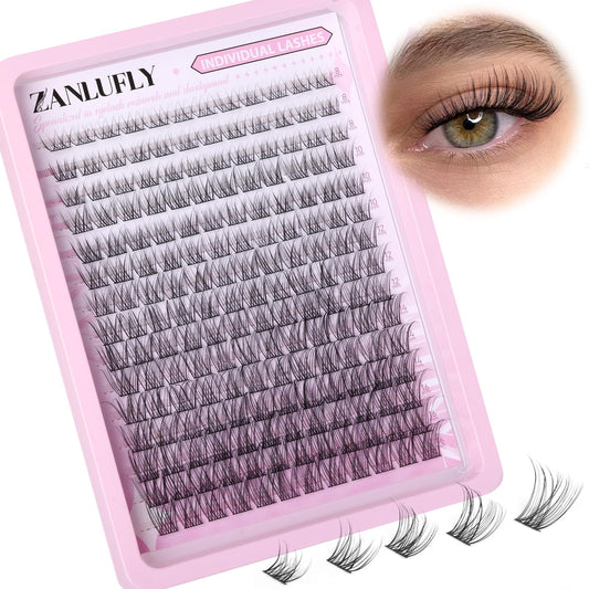 Lash CLusters Wispy Eyelash Clusters Natural Lash Extensions C Curl zanlufly Individual Lashes DIY Eyelash Extensions at Home Mix Length Cluster Lashes (180Pcs,8-16MM)