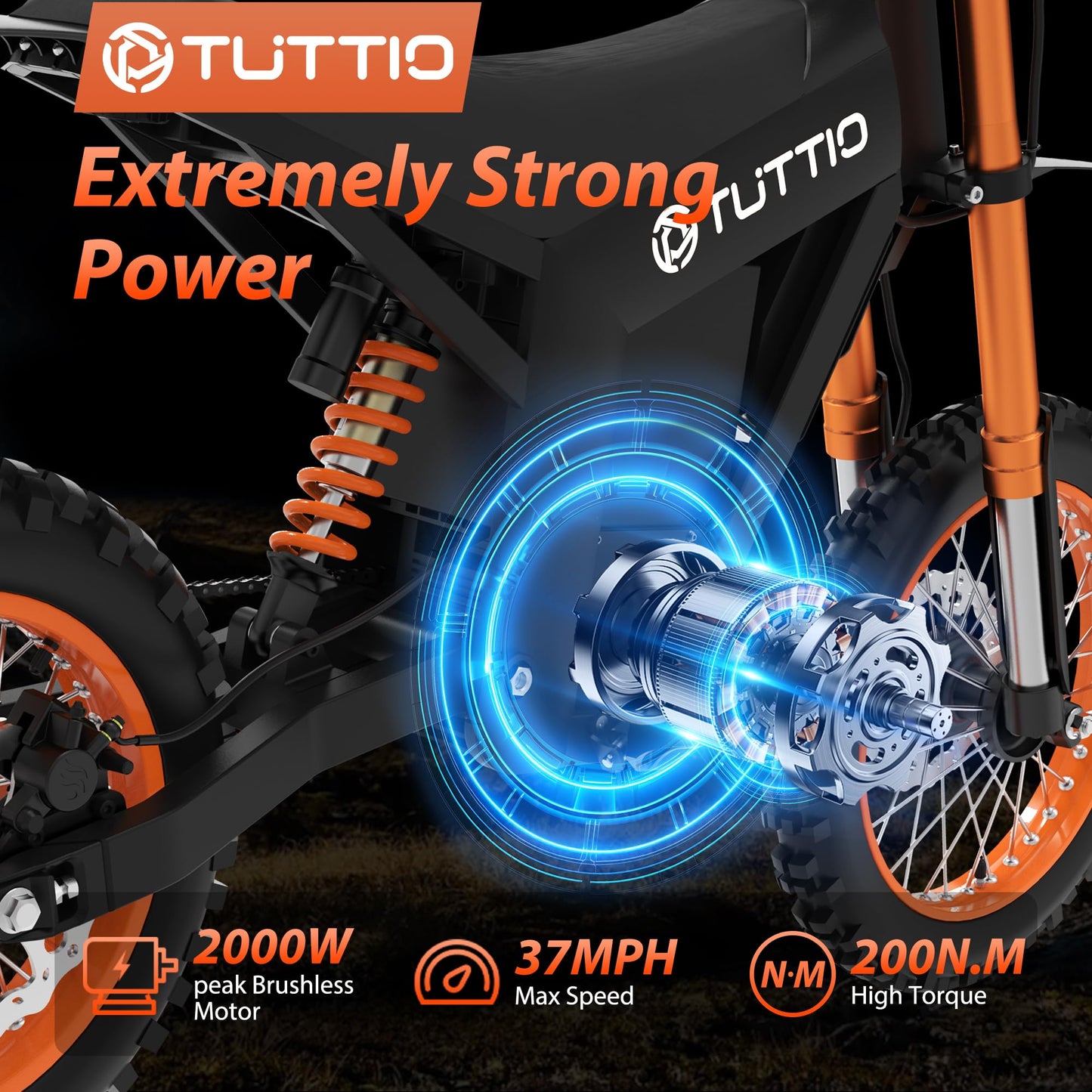 Tuttio Electric Dirt Bike Teens Adults - 48V 21AH Electric Bicycle 14"/12" Fat Tire Off Road High Torque Mini E Motocross Motorcycle Dirt Bike