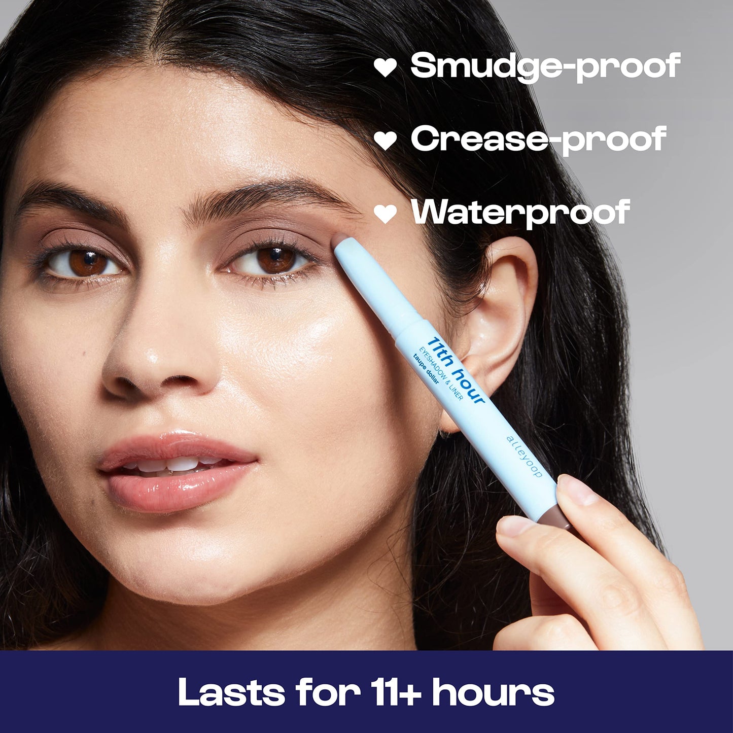 ALLEYOOP 11th Hour Waterproof Cream Eyeshadow Stick – Long-Lasting Eye Shadow Pencil & Eyeliner, Cream to Powder Stick & Highlighter – Smudge-Proof Eyeshadow Matte, Taupe Dollar Matte