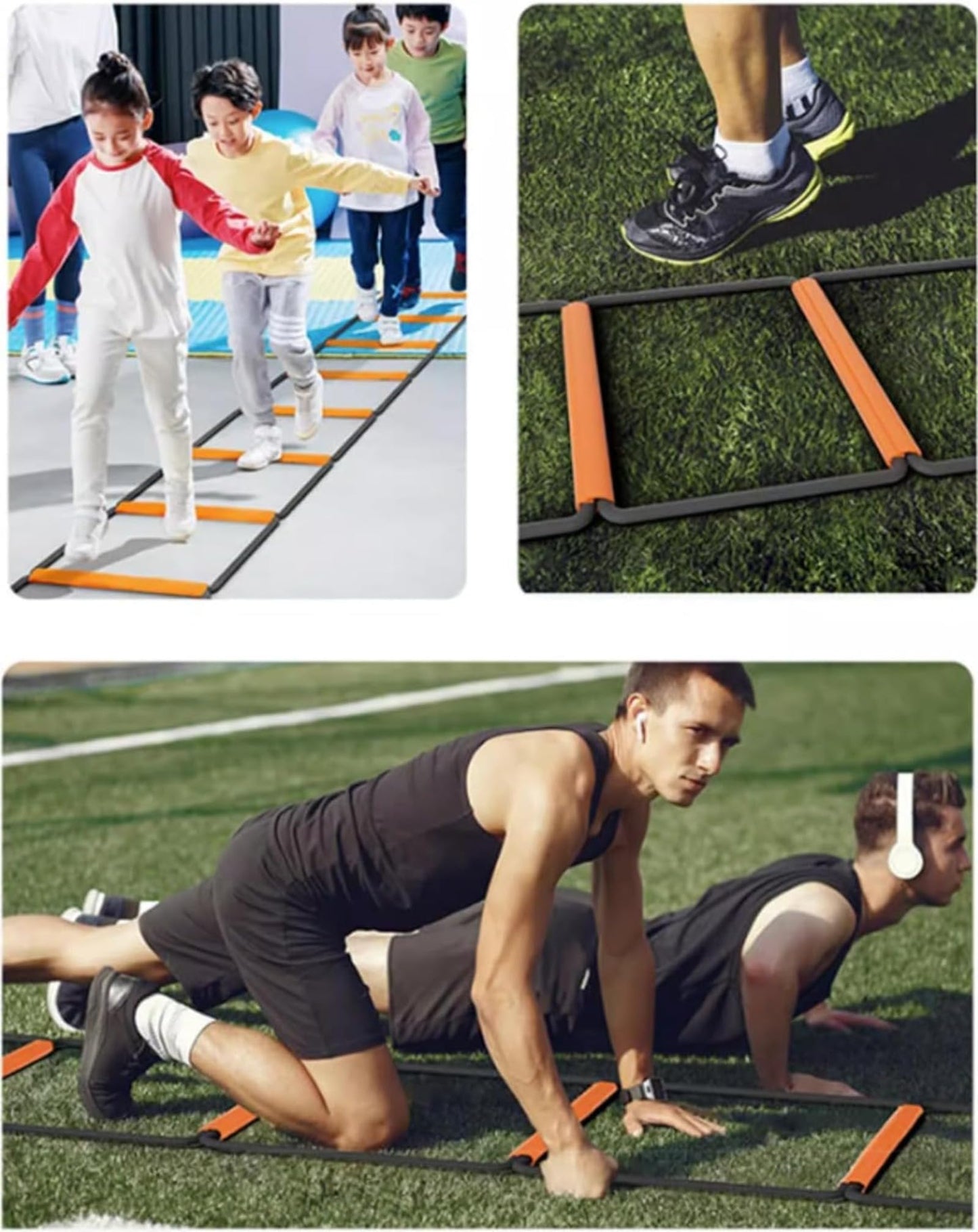 AiZicheng Agility Ladder, Agility Training Equipment, Soccer Speed Ladder, Football Footwork Ladder, Workout Ladder for Kid Adult, Foldable&Unwinding&Carrying Bag (Orange (10 Squares))