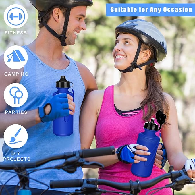 72 Pcs Sports Water Bottles Bulk 20 oz Plastic Water Bottles Reusable Squeeze Water Bottles Team Bottles with Pull Top Cap for Adults Kids Outdoor Cycling Fitness