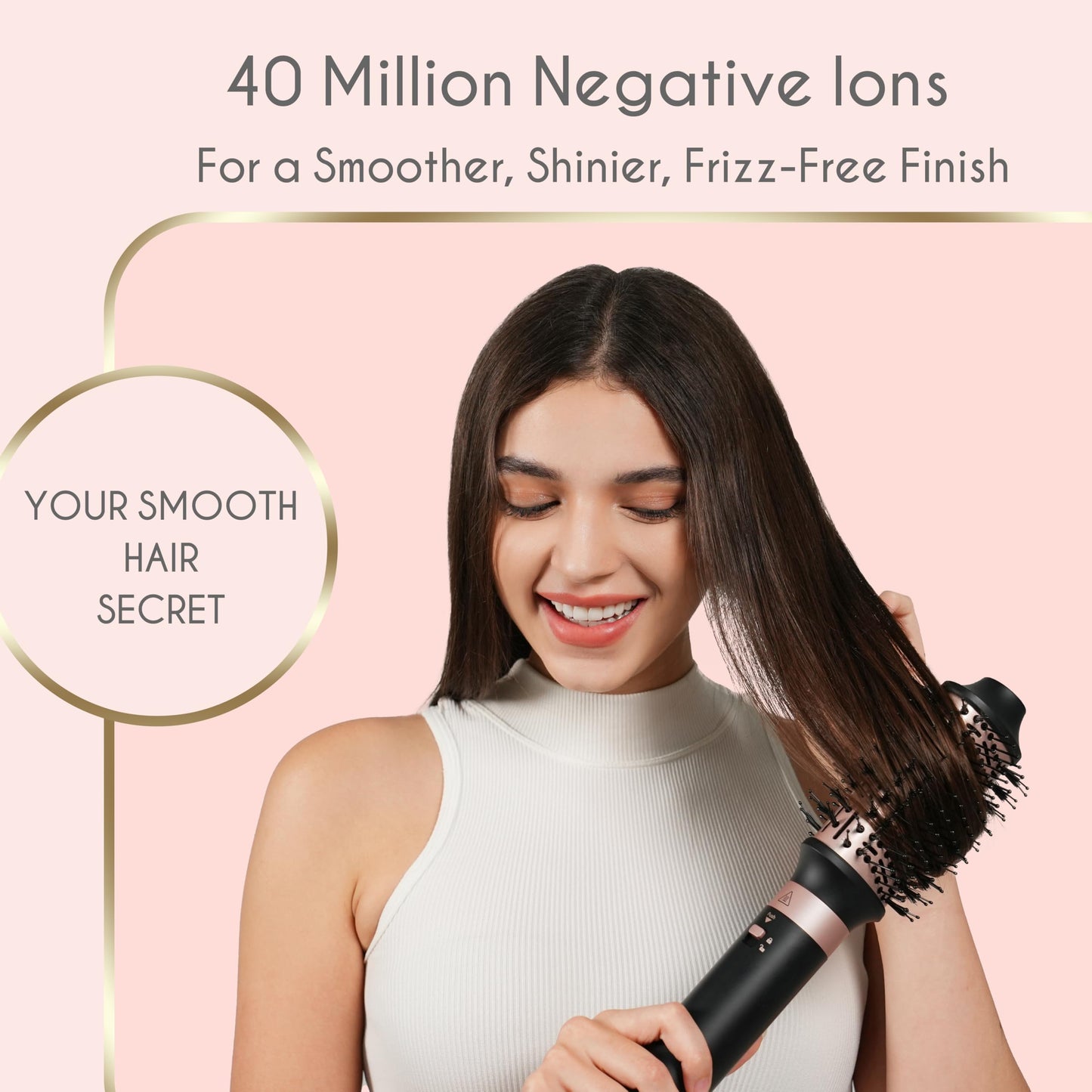 Annlary 5 in 1 Ionic Hot Air Styler, 1400W Powerful Hair Dryer Brush, Auto-Wrap Curlers, Paddle Brush for Fast Drying, Curling, Straightening, Volumizing with Travel & Storage Bag