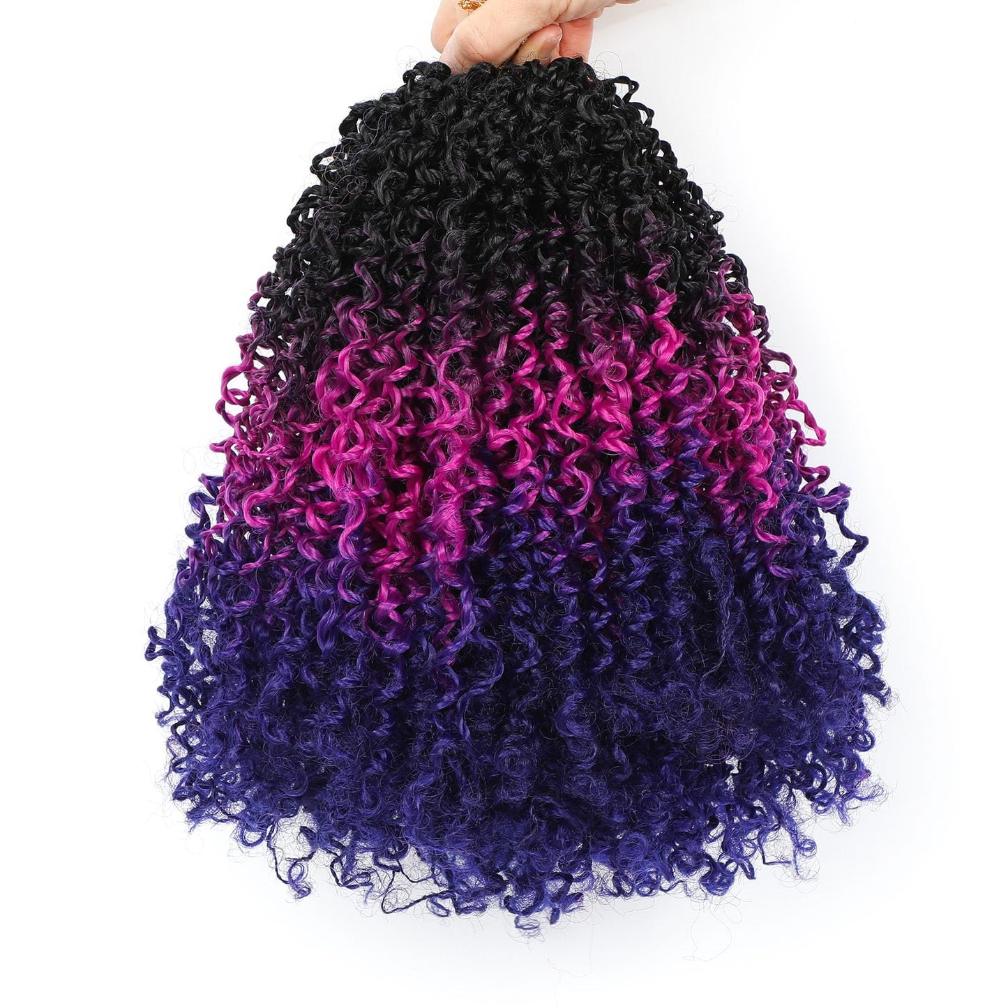 Aksice Pre-looped Yanky Twist Crochet Hair 8 Inch 8 Packs Bohemian Passion Twist Spring Mini Twist Crochet Hair for Black Women Boho Crochet Braids Synthetic (#1b/purple/blue)