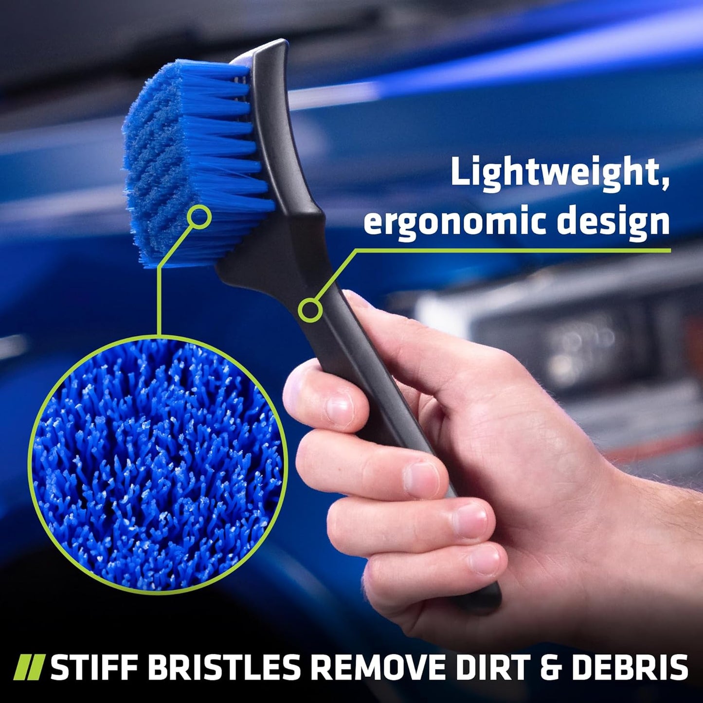 Viking Carpet Cleaning and Scrub Brush for Floor Mats, Cleaning Brush for Car Interior and Home, Black and Blue, 8.3 inch x 2.5 Inch