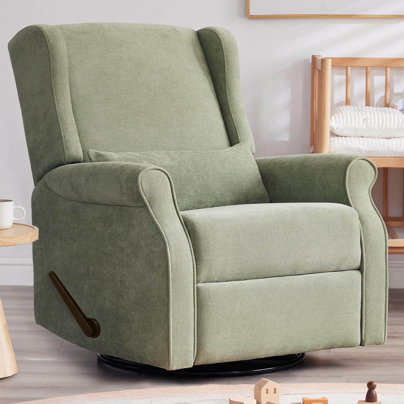 Eiayeebil Nursery Swivel Glider Recliner,Rocking Chair Nursery with Footrest,Rocking Recliner Chair for Nursery,Glider Rocker Recliner for Living Room & Bedroom,Green