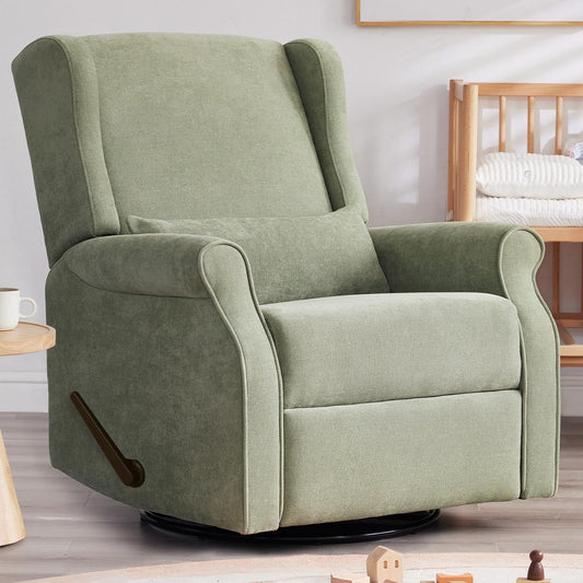Eiayeebil Nursery Swivel Glider Recliner,Rocking Chair Nursery with Footrest,Rocking Recliner Chair for Nursery,Glider Rocker Recliner for Living Room & Bedroom,Green