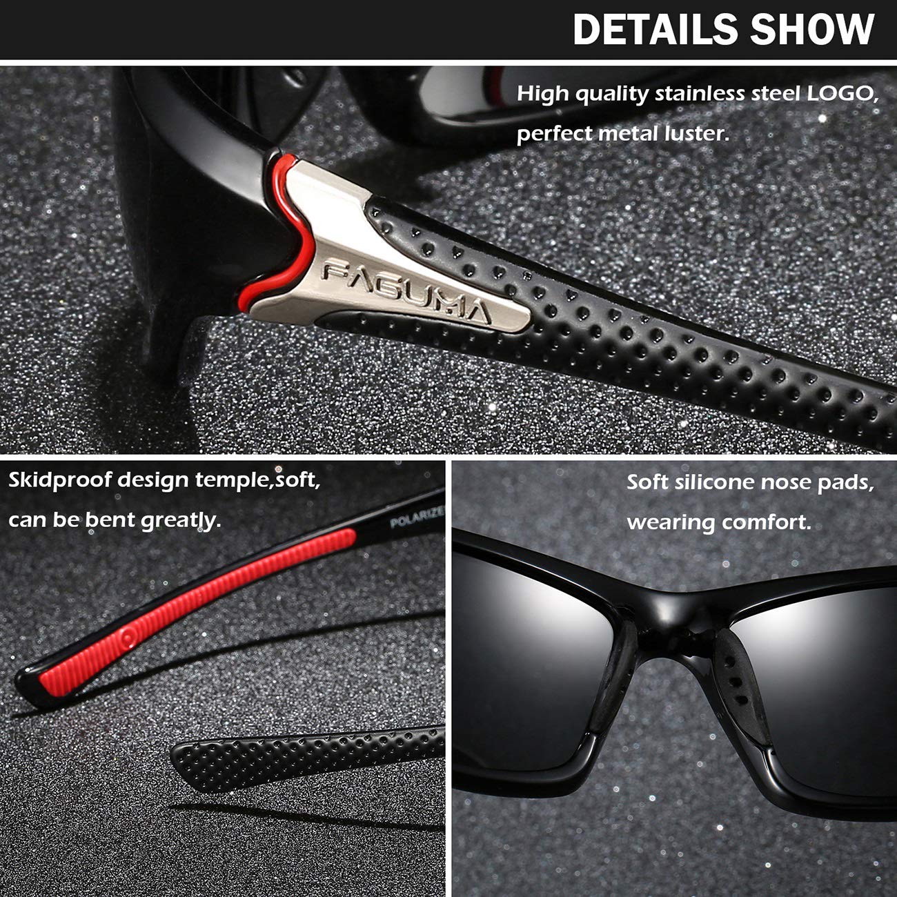FAGUMA Sports Polarized Sunglasses For Men Cycling Driving Fishing 100% UV Protection
