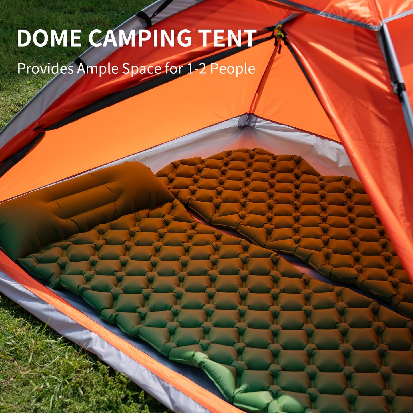 JELUCAMP 1/2 Person Dome Tents for Camping, Lightweight Portable Single Backpacking Tent, Small Easy Setup Outdoor Waterproof Camping Hiking Tent for Adults, 2 Person Tent, Orange