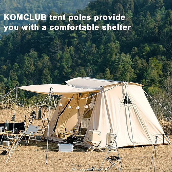 KOMCLUB Telescoping Tent Poles Tarp Poles Adjustable 94.5" Camping Poles Lightweight Tent Poles Stainless Steel Rods for Camping Hiking Outdoor Sport Activities