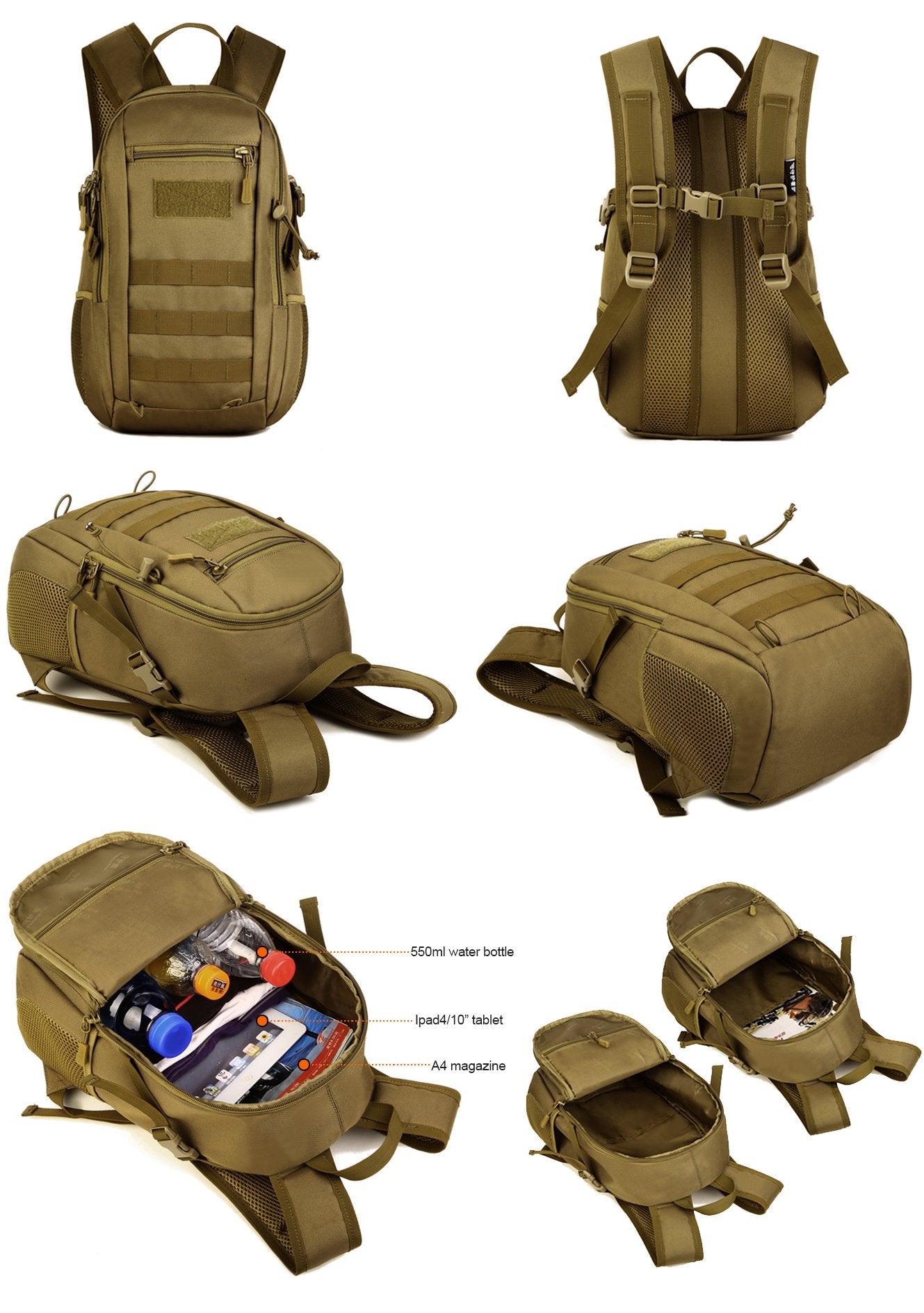 HUNTVP 10L/20L Mini Daypack Military MOLLE Backpack Rucksack Gear Tactical Assault Pack Bag for Hunting Camping Trekking