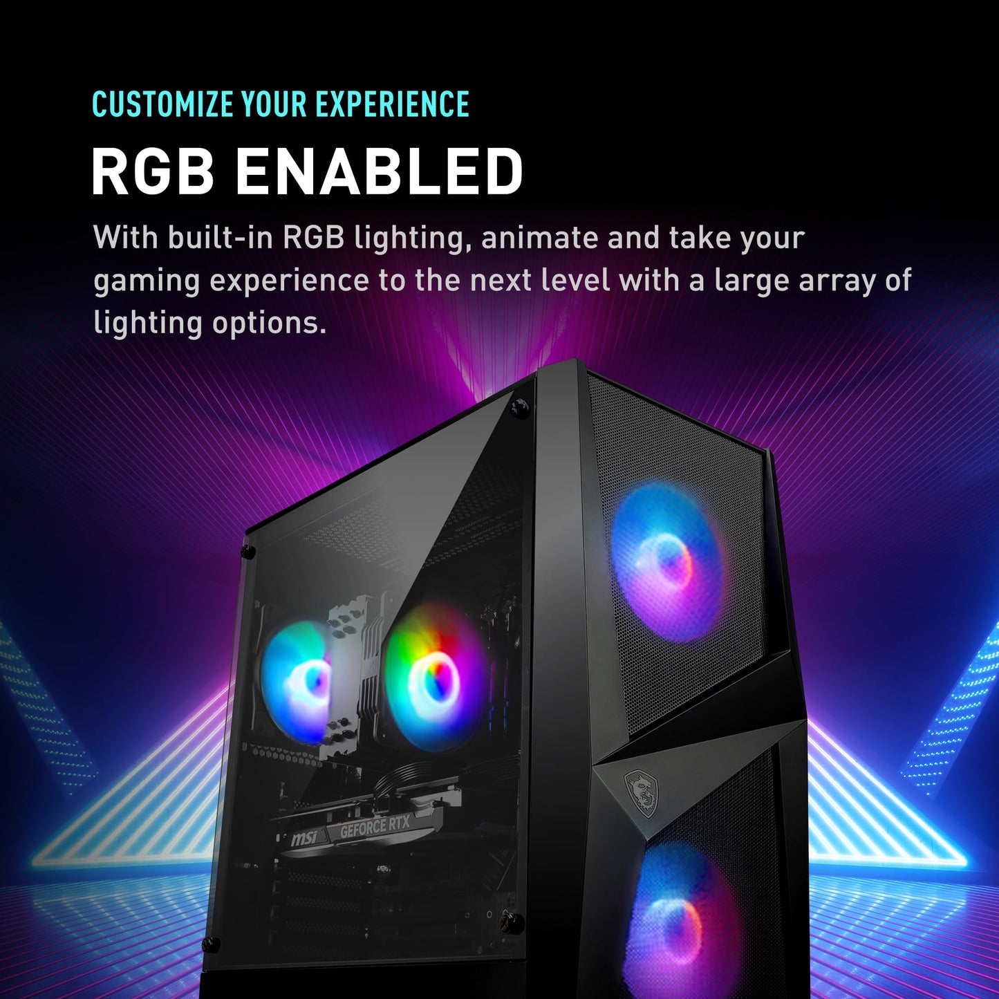 MSI Codex R Gaming Desktop: Intel Core i5-13400F, RTX 4060, 32GB DDR5, 2TB M.2 NVMe Gen3, RGB Fan Cooling, 650W 80+ Gold, Keyboard & Mouse, DIY Friendly, Windows 11 Pro: 13NUC5-068US,Black