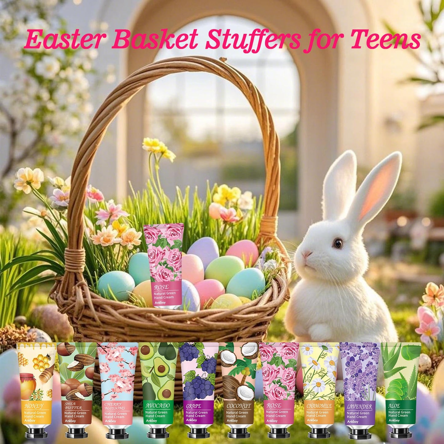 ANKOOY 12 Pack Hand Cream Easter Basket Stuffers for Teens,Mothers Day Gifts for Friends,Birthday Gifts for Girls Women,Teacher Appreciation Gifts,Lotion for Women,Natural Hand Lotion For Dry Hands