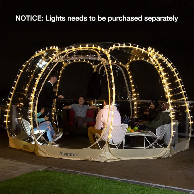 Alvantor Pop Up Bubble Tent - Large Oversize Weather Proof Pod - Cold Protection Camping Tent - Winter Tent Beige