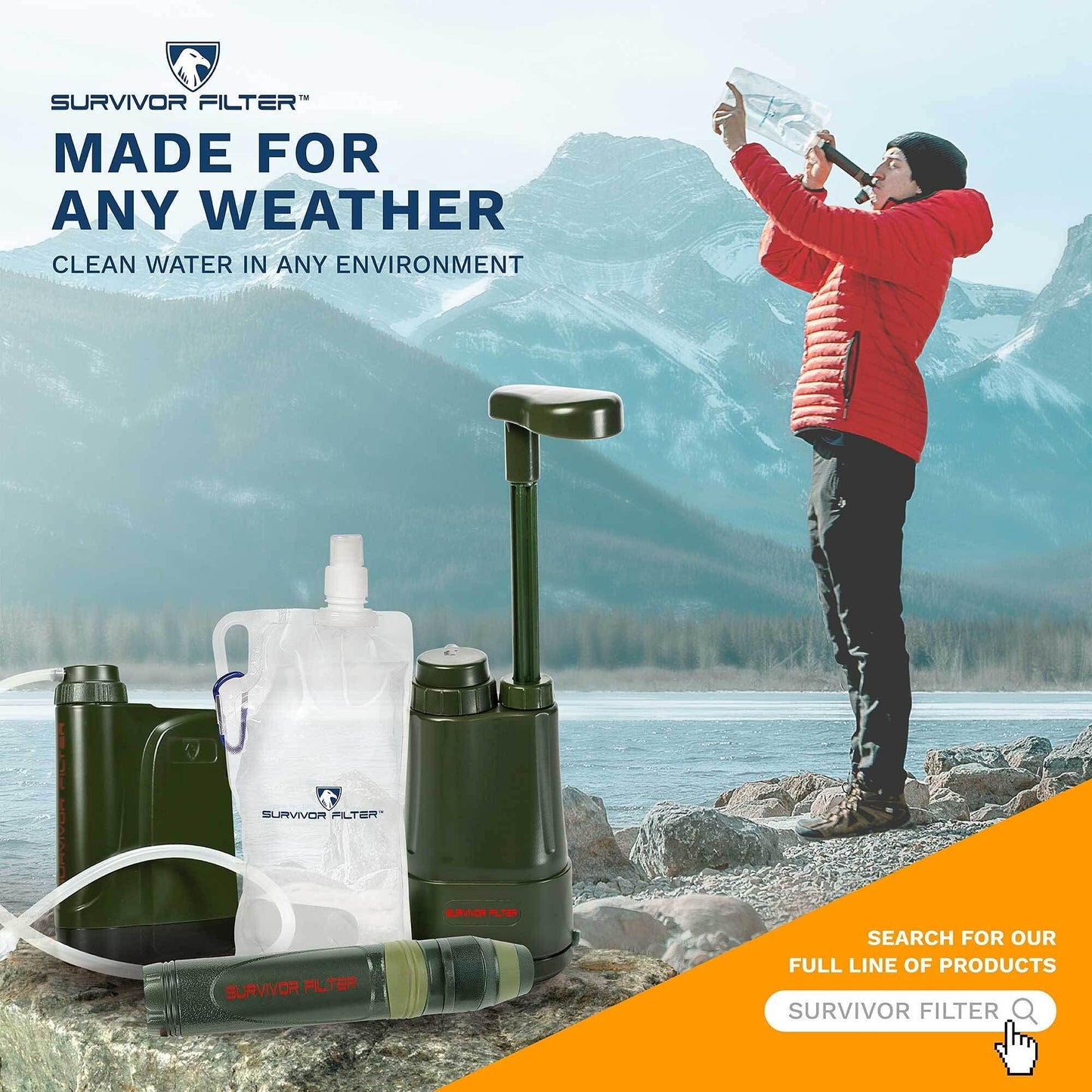 Survivor Filter PRO X - Electric Portable Camping Water Filter - Filters Bacteria, Parasite, Viral