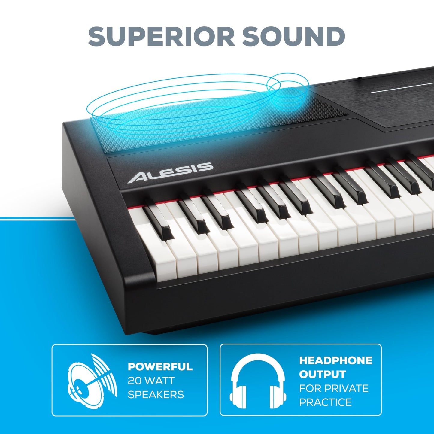 Alesis Recital Pro - 88 Key Digital Piano Keyboard with Hammer Action Weighted Keys, 2x20W Speakers, 12 Voices, Record and Lesson Mode, FX and Display