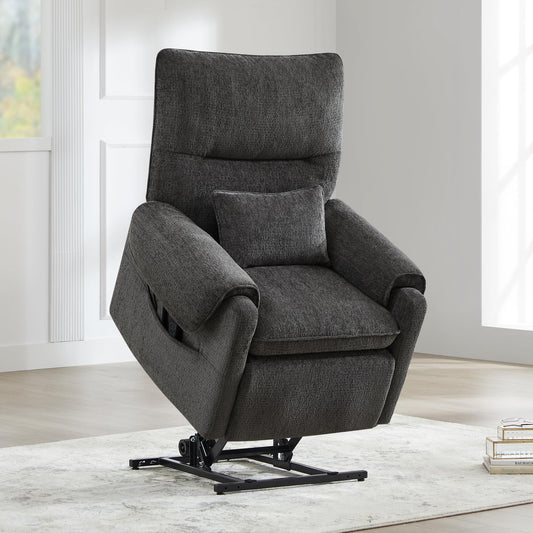 Watson & Whitely Lift Chair Recliner for Elderly with Heat & Massage, Lay Flat Electric Power Recliners with Dual Motor Infinite Position Side Pockets, Fabric, Grey