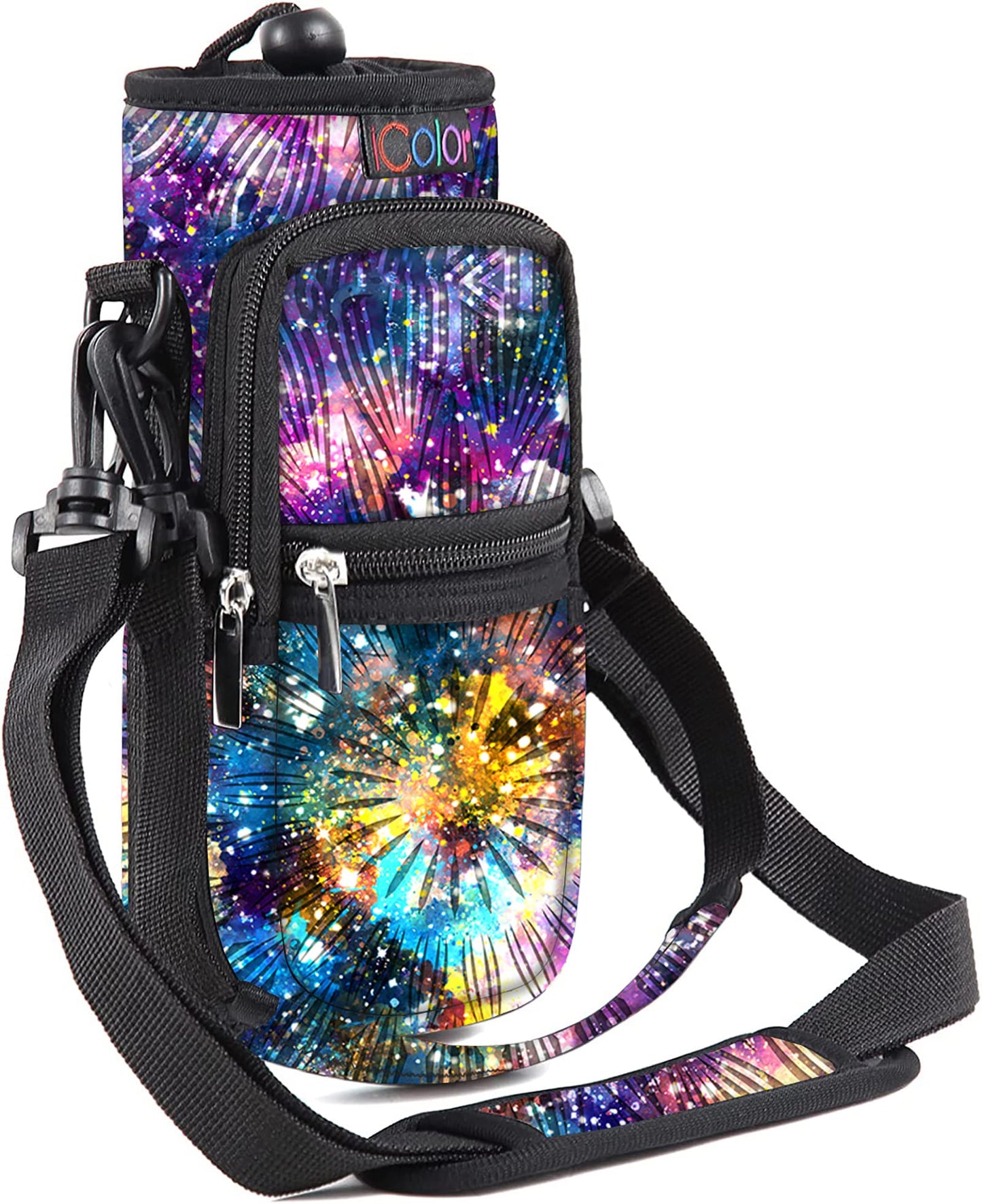 icolor Water Bottle Carrier Bag Holder 25/32/40/64oz,Adjustable Padded Shoulder & Handle Strap Sports Sling Hiking Pack,Insulated Neoprene Wide Mouth Bottle Sleeve