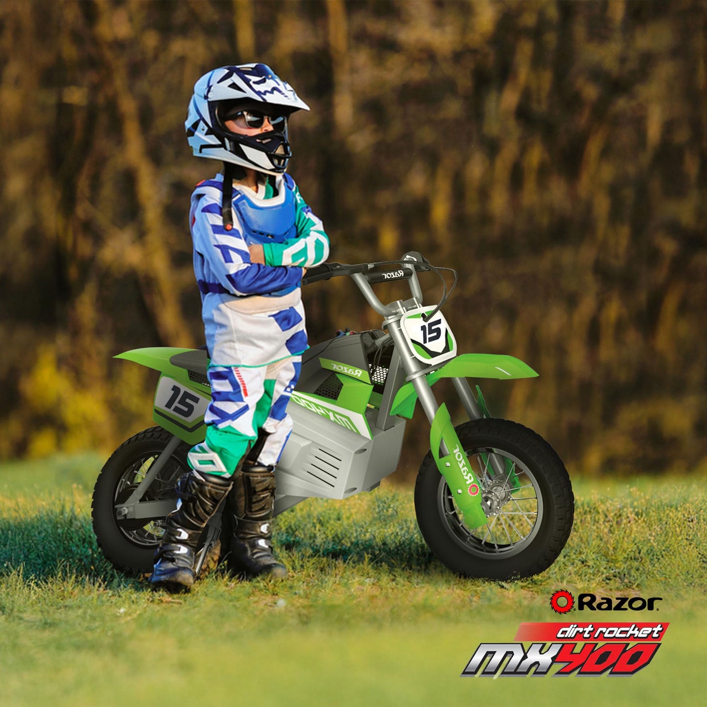 Razor MX400 Dirt Rocket – 14 MPH (22 KMH) Off-Road Electric Dirt Bike, High-Torque Motor, 30 Min Ride Time, Adjustable Handlebars, Ages 13+, Green